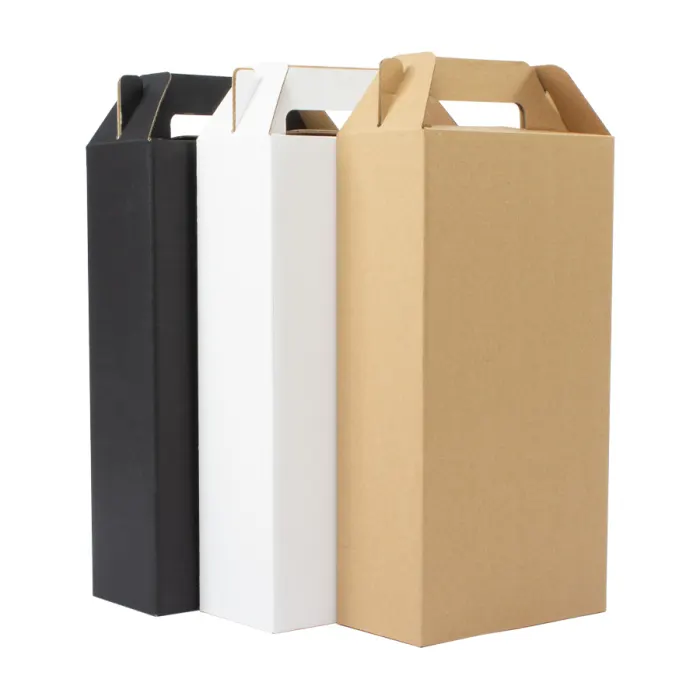 Caja autoarmable con asas, para 2 botellas de Vino